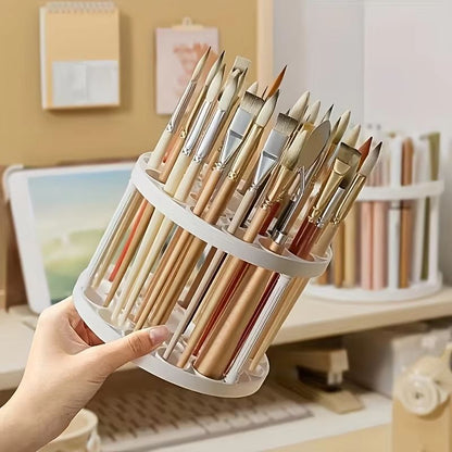 360 Degree Rotating Brush  Accessory Organizer  White Desk Storage 4
