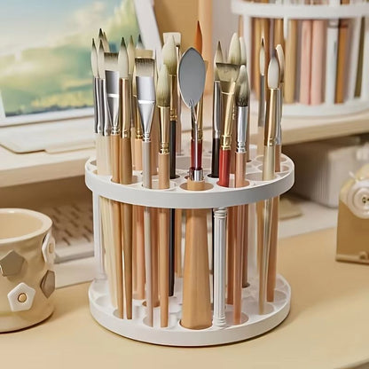 360 Degree Rotating Brush  Accessory Organizer  White Desk Storage 6