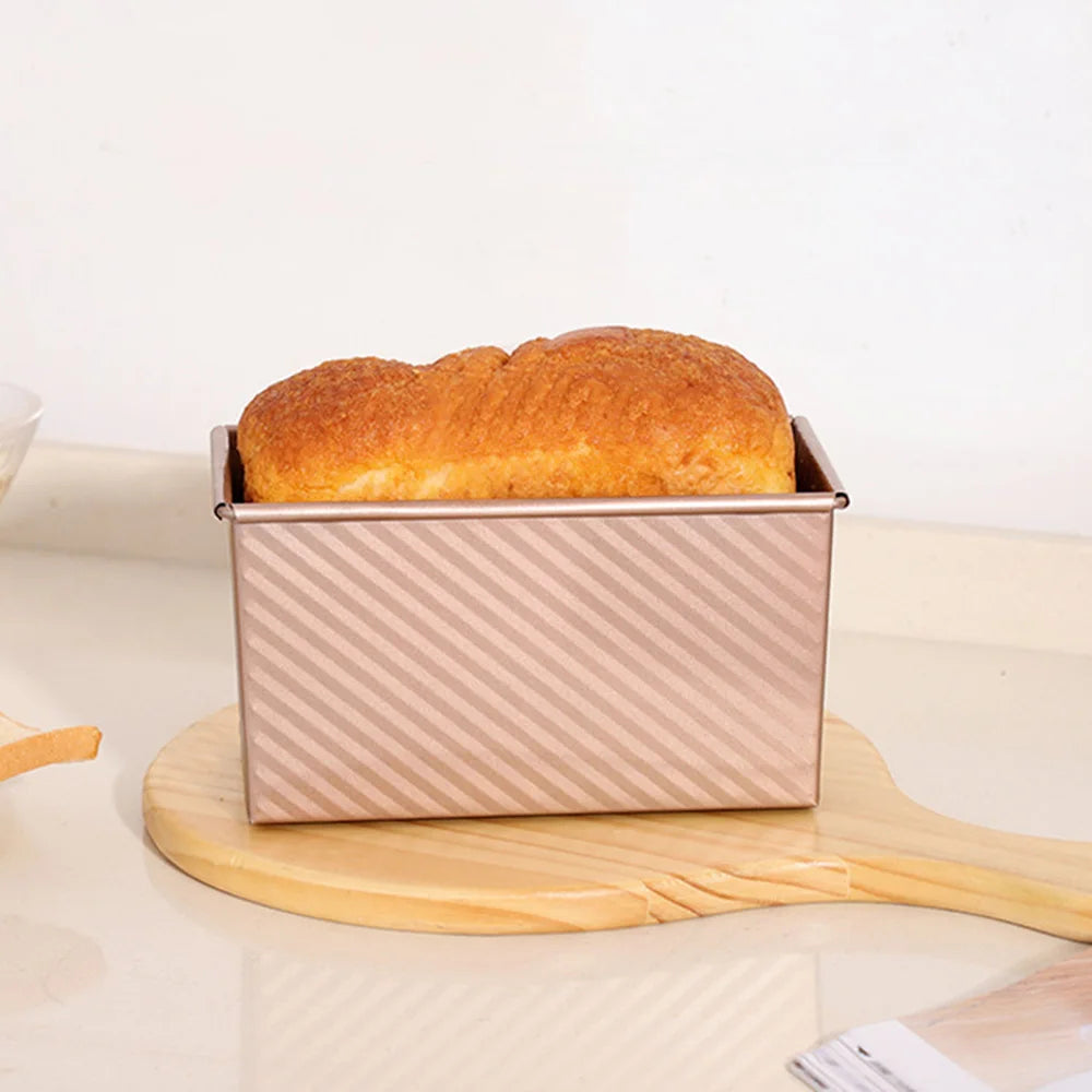Loaf Pan with Lid, Non Stick Bake ware for Baking Bread, Carbon Steel Corrugated Toast Mold with Cover