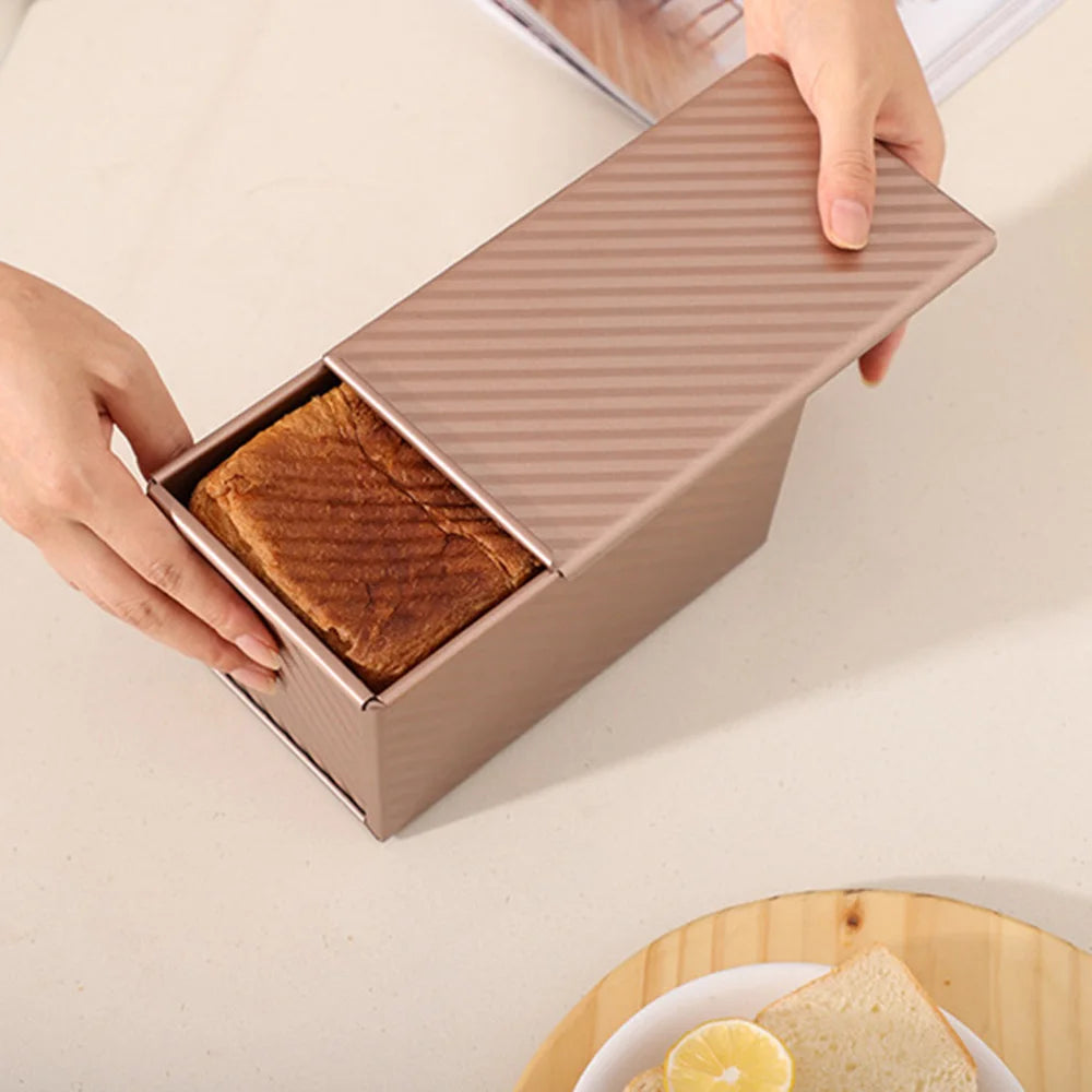 Loaf Pan with Lid, Non Stick Bake ware for Baking Bread, Carbon Steel Corrugated Toast Mold with Cover