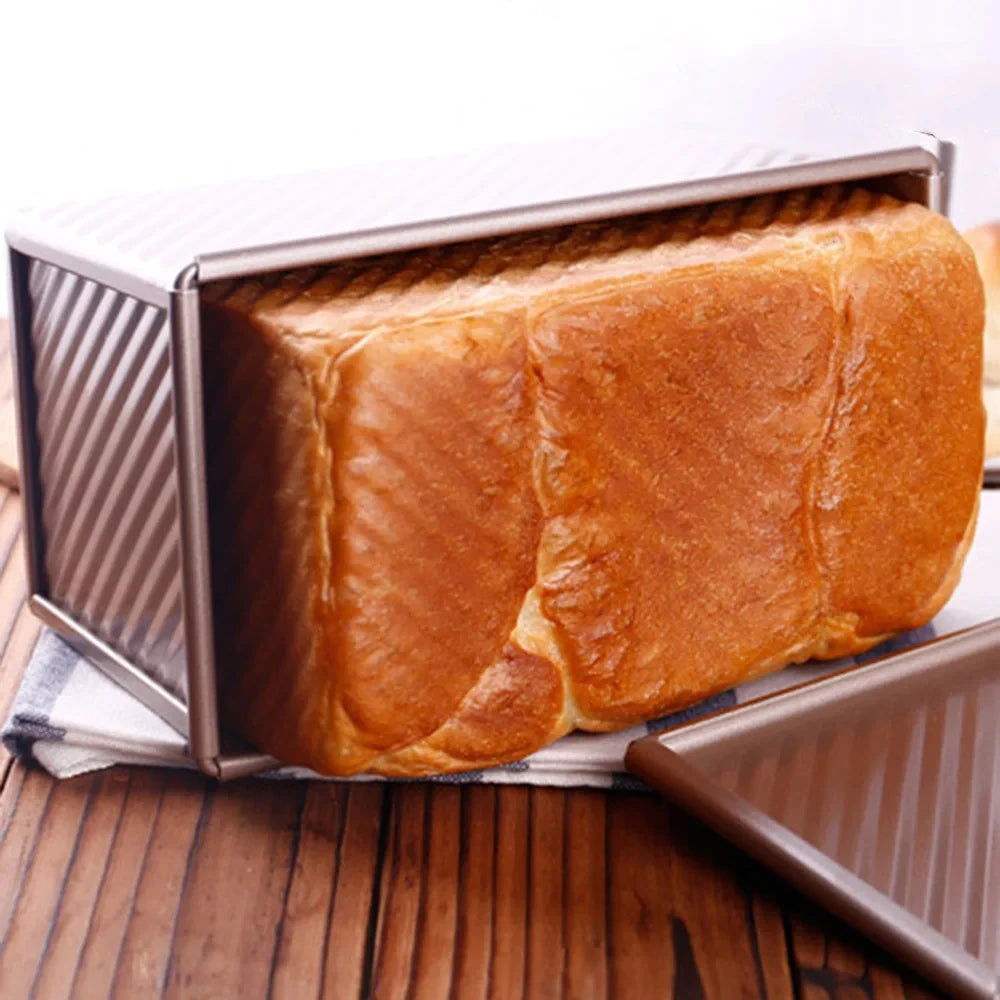 Loaf Pan with Lid, Non Stick Bake ware for Baking Bread, Carbon Steel Corrugated Toast Mold with Cover