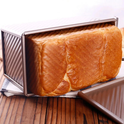 Loaf Pan with Lid, Non Stick Bake ware for Baking Bread, Carbon Steel Corrugated Toast Mold with Cover
