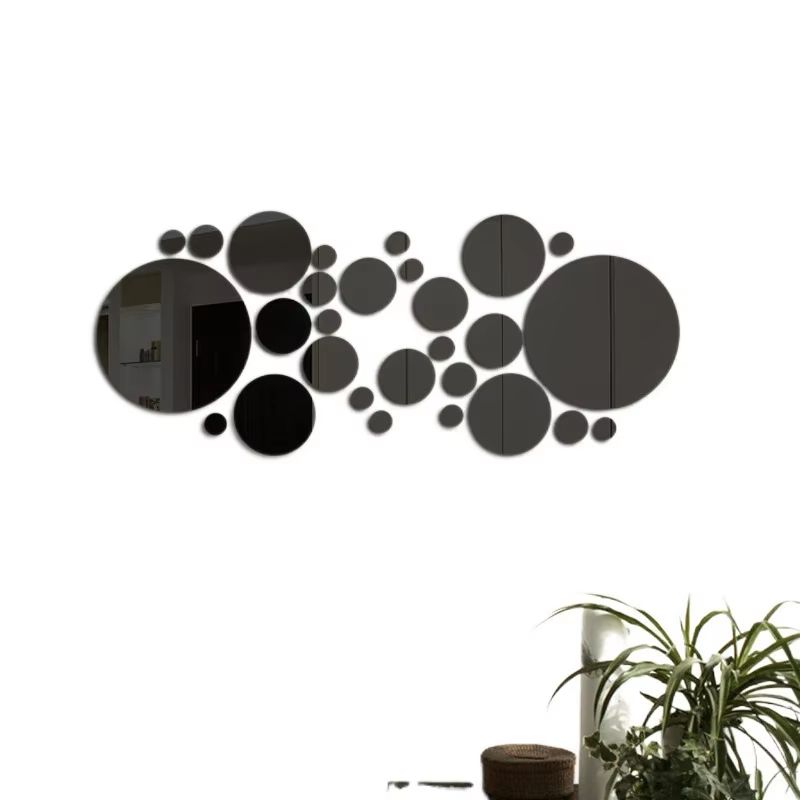 26 Pcs 3D Acrylic Mirror Wall Sticker  Round Self Adhesive Decal For Bedroom Bathroom  TV Backgroun 4