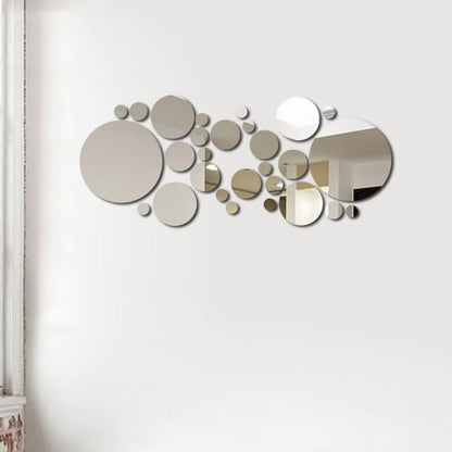 26 Pcs 3D Acrylic Mirror Wall Sticker  Round Self Adhesive Decal For Bedroom Bathroom  TV Backgroun 6