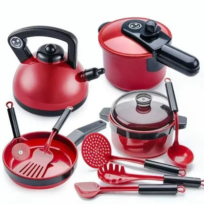 Kids Girl Cooking Kitchen Toy Set – Pretend Play Cooking & Fruit Cutting Utensils