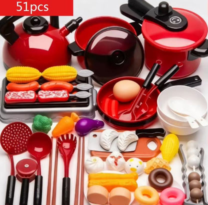 Kids Girl Cooking Kitchen Toy Set  Pretend Play Cooking  Fruit Cutting Utensils 6