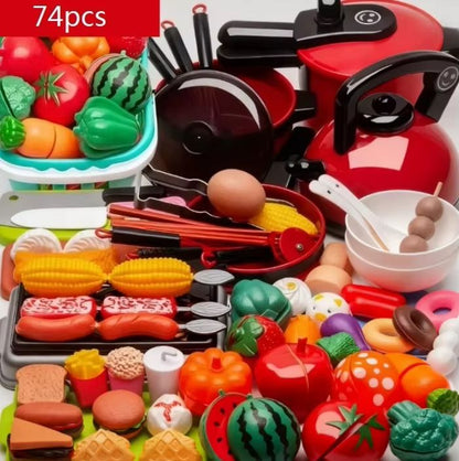 Kids Girl Cooking Kitchen Toy Set  Pretend Play Cooking  Fruit Cutting Utensils 8