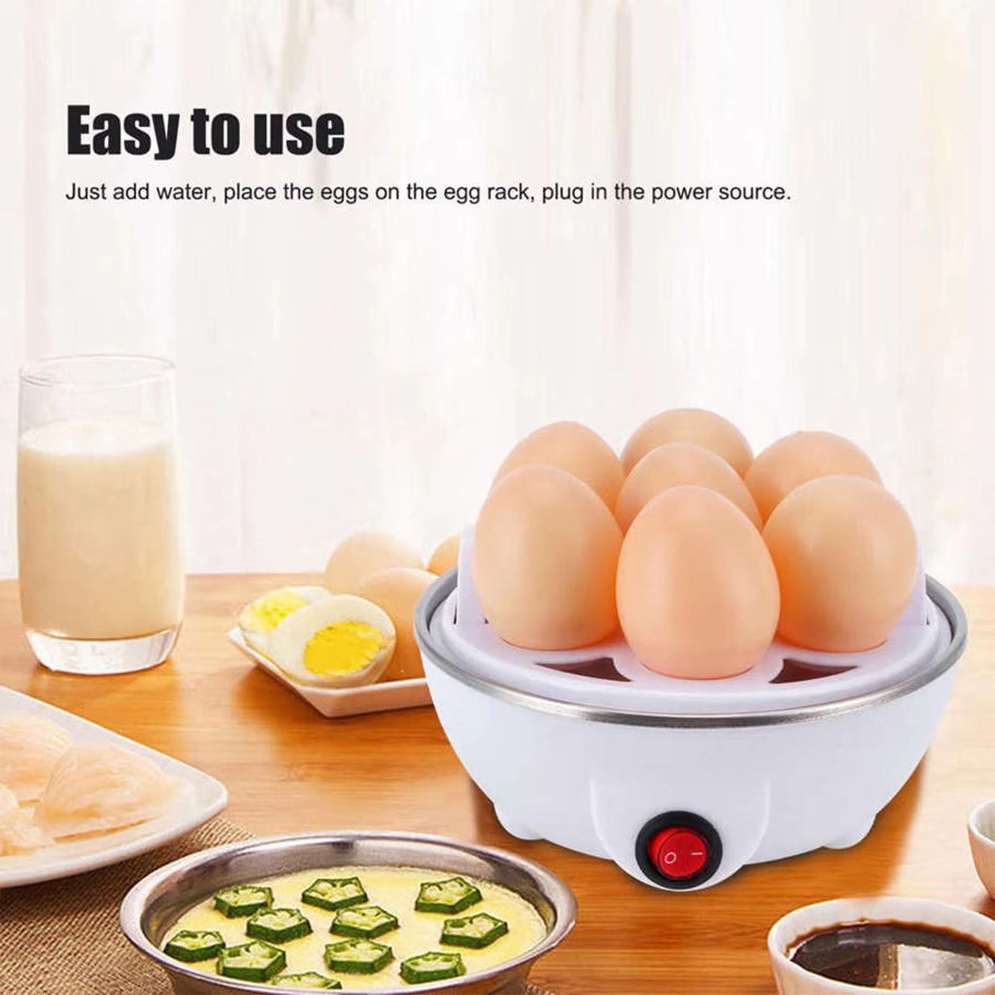 Multifunction Electric Egg Boiler & Steamer – 7 Egg Capacity with Auto-Shut-Off