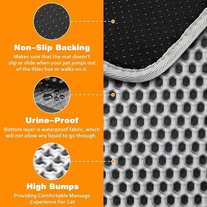 Large Waterproof Cat Litter Mat  NonSlip DoubleLayer Trap Pad For Pet Toilet Area 1