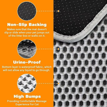 Large Waterproof Cat Litter Mat  NonSlip DoubleLayer Trap Pad For Pet Toilet Area 1