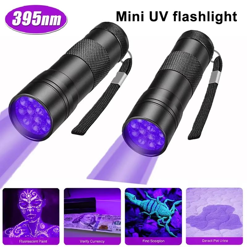 912 LED Portable UV Flashlight 395 Nm  Black Light Detector For Pet Stains Bed Bugs  Hidden Spots 10