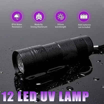 912 LED Portable UV Flashlight 395 Nm  Black Light Detector For Pet Stains Bed Bugs  Hidden Spots 1