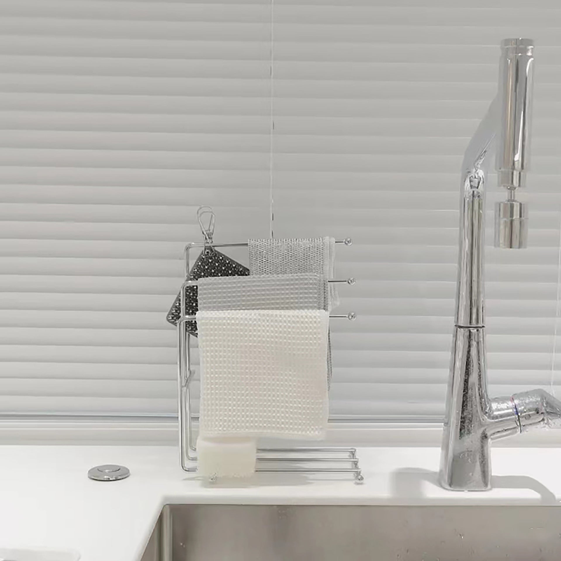 Drain Rag Rack, Kitchen Supplies Storage Rack, Household Counter top Organiser, Dishcloth Sponge Towel Holder