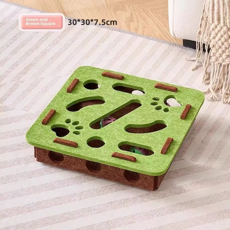 Felt Puzzle Box Cat Toy  Interactive Indoor Hunting Game With Ball For Cats 9