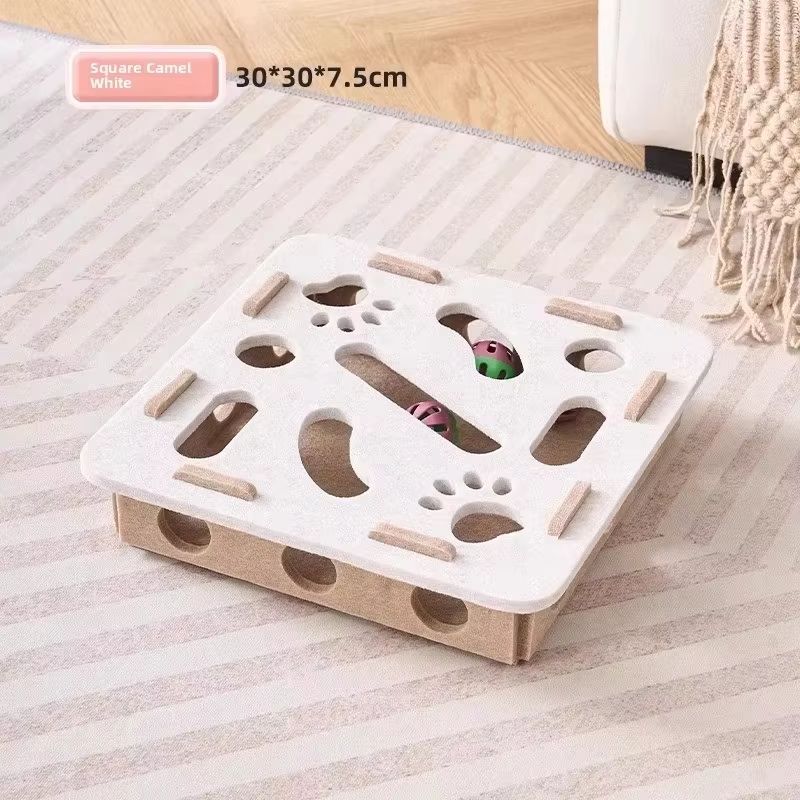 Felt Puzzle Box Cat Toy  Interactive Indoor Hunting Game With Ball For Cats 10