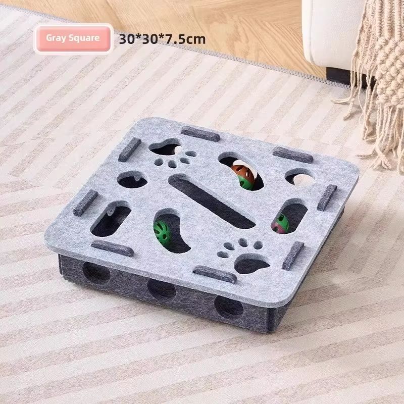 Felt Puzzle Box Cat Toy  Interactive Indoor Hunting Game With Ball For Cats 11