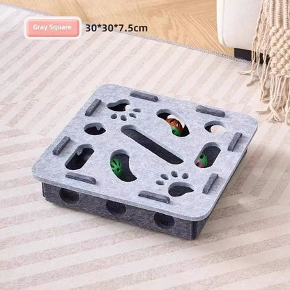 Felt Puzzle Box Cat Toy  Interactive Indoor Hunting Game With Ball For Cats 11
