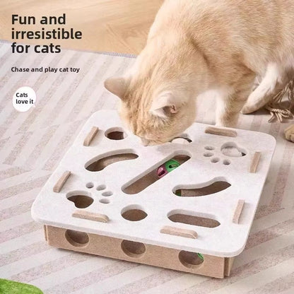 Felt Puzzle Box Cat Toy  Interactive Indoor Hunting Game With Ball For Cats 1
