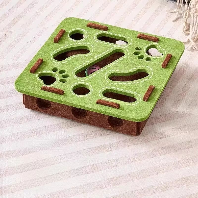 Felt Puzzle Box Cat Toy  Interactive Indoor Hunting Game With Ball For Cats 4