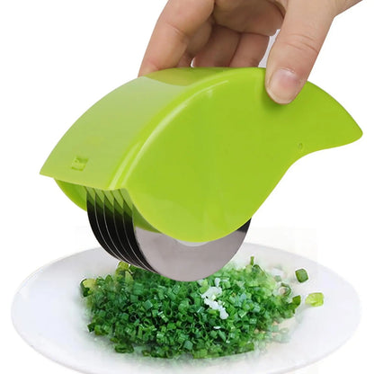 Vegetable Chopper Roller, Manual Scallion Cutter, 6 Stainless Steel Blade Herb Mincer, Detachable Parsley Chopper Tool