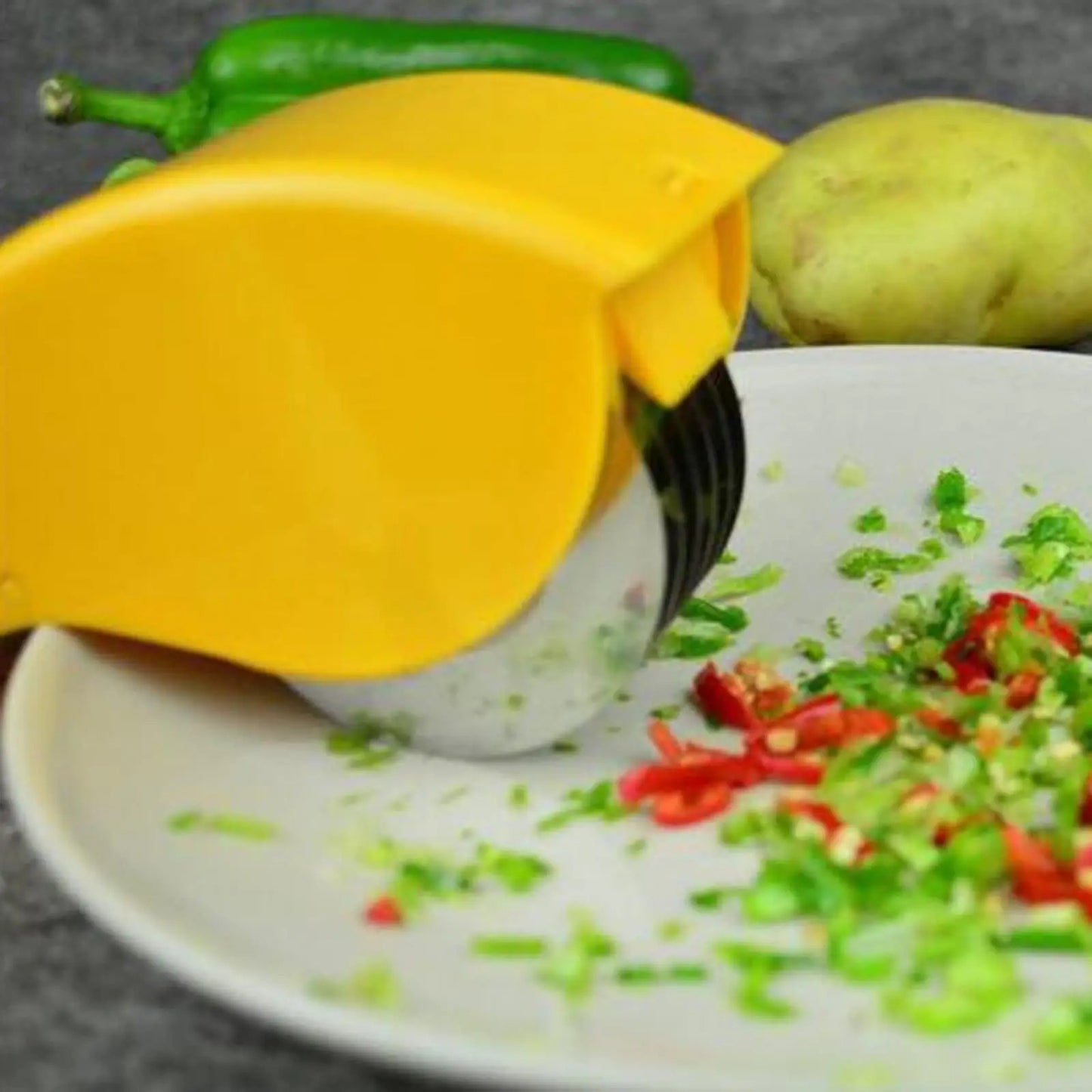 Vegetable Chopper Roller, Manual Scallion Cutter, 6 Stainless Steel Blade Herb Mincer, Detachable Parsley Chopper Tool