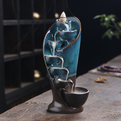 Ceramic Waterfall Backflow Incense Burner, 1pc Multifunctional Ornament