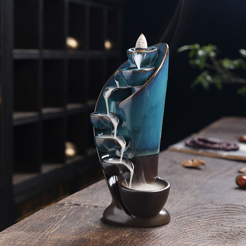 Ceramic Waterfall Backflow Incense Burner, 1pc Multifunctional Ornament