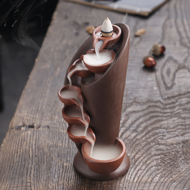 Ceramic Waterfall Backflow Incense Burner, 1pc Multifunctional Ornament