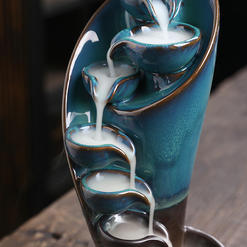 Ceramic Waterfall Backflow Incense Burner, 1pc Multifunctional Ornament