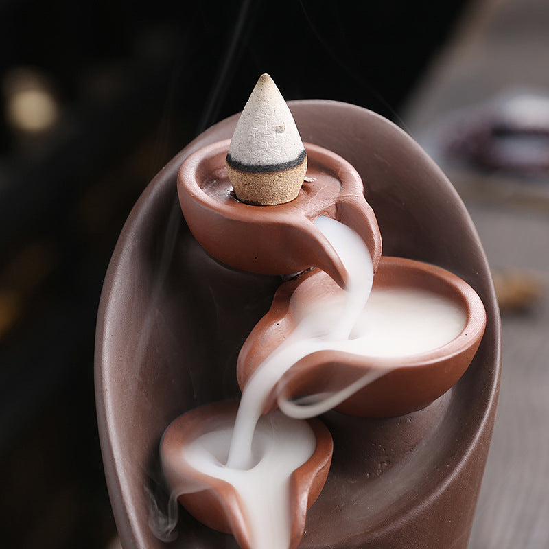 Ceramic Waterfall Backflow Incense Burner, 1pc Multifunctional Ornament