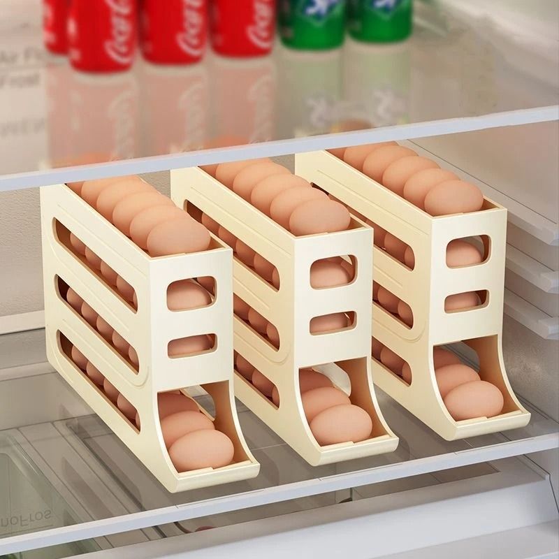 Refrigerator Egg Storage Box Large Capacity Rolling Egg Organizer for Kitchen and Fridge