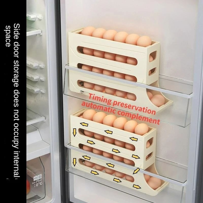 Refrigerator Egg Storage Box Large Capacity Rolling Egg Organizer For Kitchen And Fridge 2