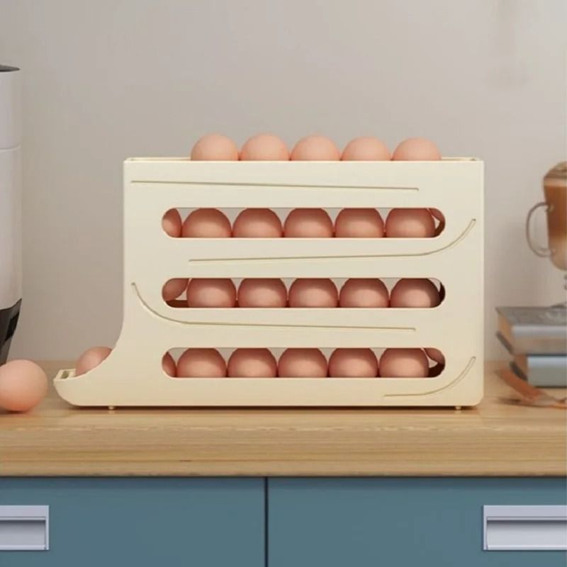 Refrigerator Egg Storage Box Large Capacity Rolling Egg Organizer For Kitchen And Fridge 5