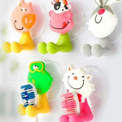 Cartoon Animals Toothbrush Holder, Strong Suction Tooth Brush Storage Rack, Bathroom Lovely Rabbit Kids Children