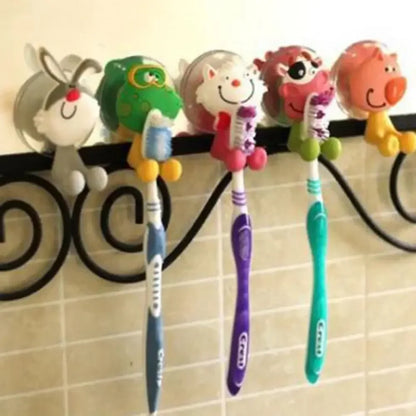Cartoon Animals Toothbrush Holder, Strong Suction Tooth Brush Storage Rack, Bathroom Lovely Rabbit Kids Children