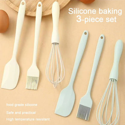 Non Stick Silicone Cream Scraper, Bread Cake Butter Spatula, Mixer Oil Brush with PP Handle, Kitchen Baking Tool Set