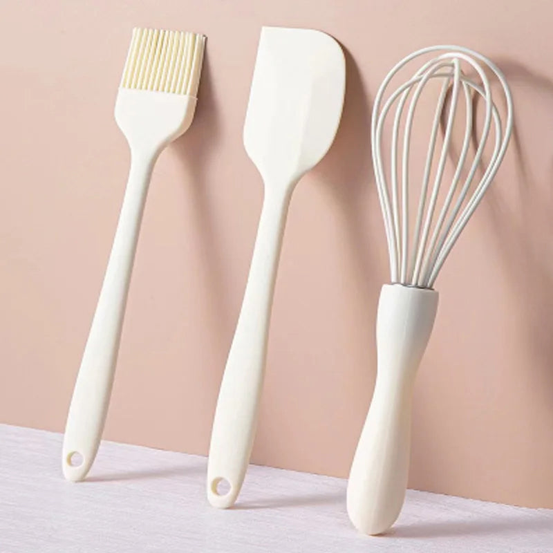 Non Stick Silicone Cream Scraper, Bread Cake Butter Spatula, Mixer Oil Brush with PP Handle, Kitchen Baking Tool Set