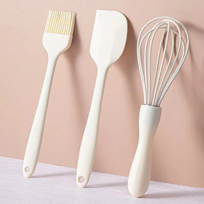 Non Stick Silicone Cream Scraper, Bread Cake Butter Spatula, Mixer Oil Brush with PP Handle, Kitchen Baking Tool Set
