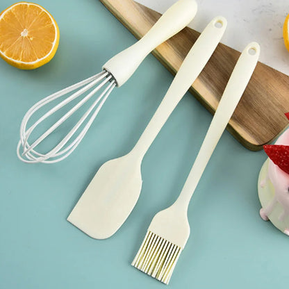 Non Stick Silicone Cream Scraper, Bread Cake Butter Spatula, Mixer Oil Brush with PP Handle, Kitchen Baking Tool Set