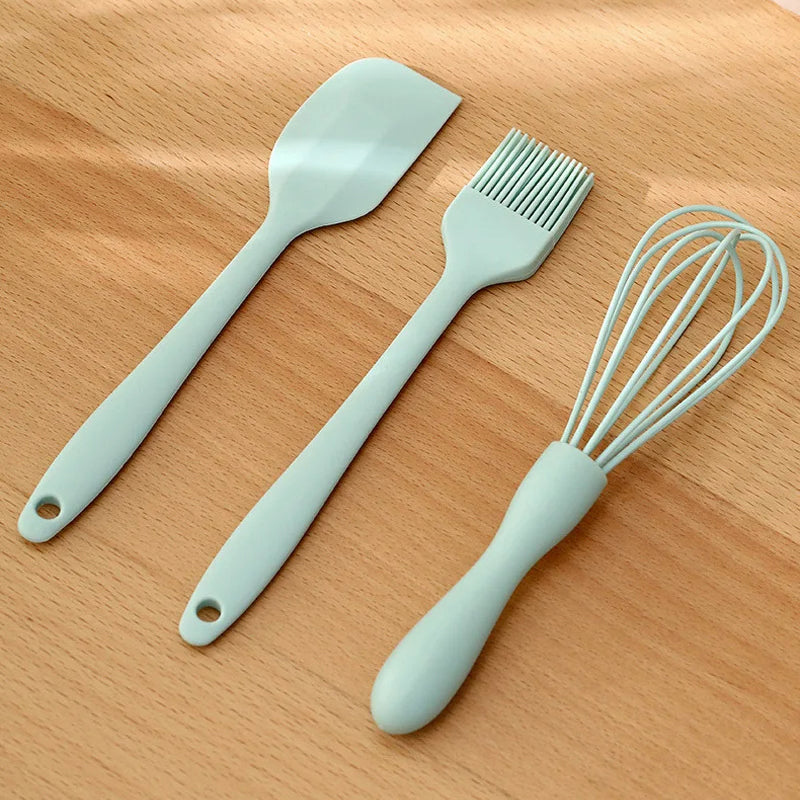 Non Stick Silicone Cream Scraper, Bread Cake Butter Spatula, Mixer Oil Brush with PP Handle, Kitchen Baking Tool Set