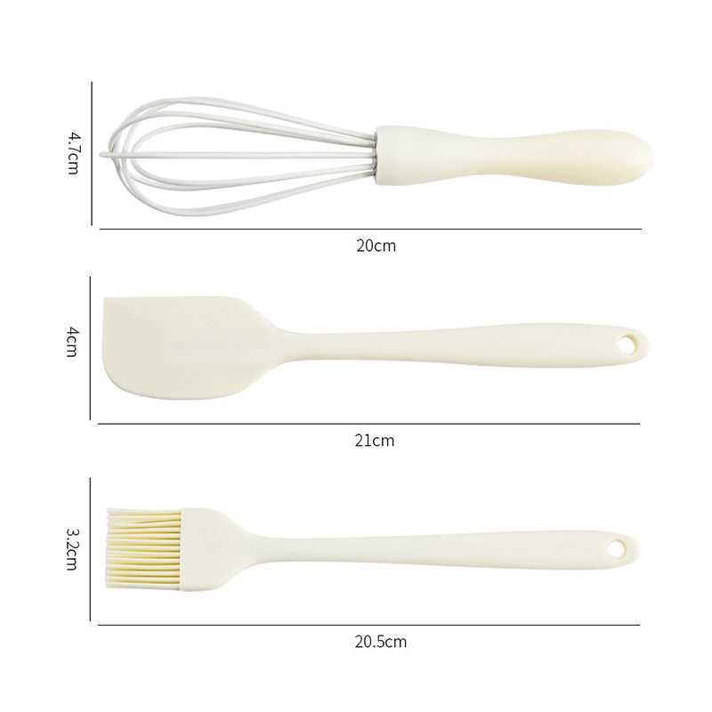 Non Stick Silicone Cream Scraper, Bread Cake Butter Spatula, Mixer Oil Brush with PP Handle, Kitchen Baking Tool Set