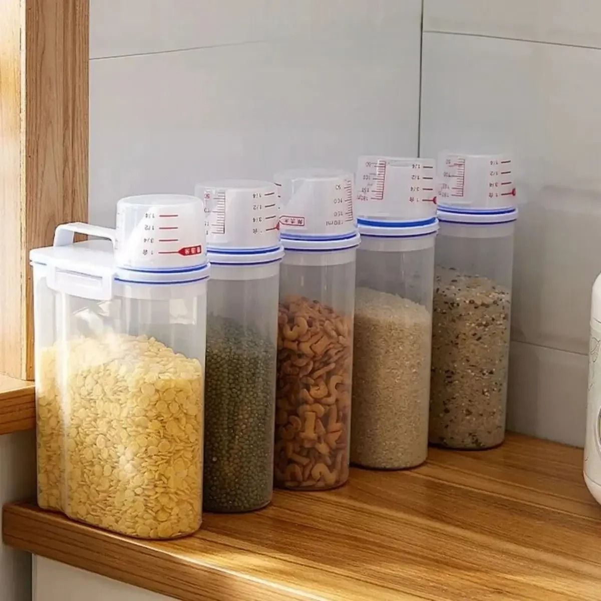 Rice And Grains Food Storage Canister With Measuring Cup Lid 1