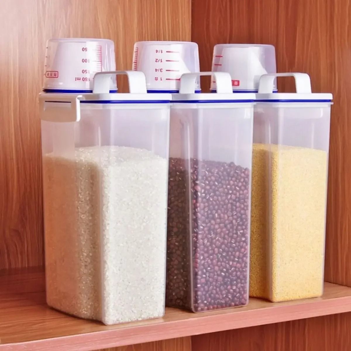 Rice And Grains Food Storage Canister With Measuring Cup Lid 2