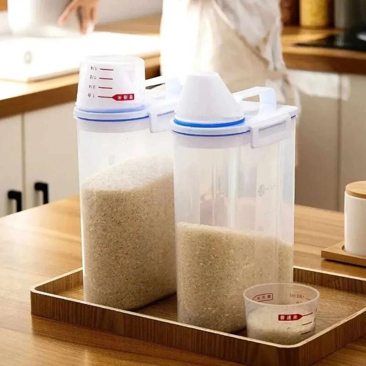 Rice And Grains Food Storage Canister With Measuring Cup Lid 4