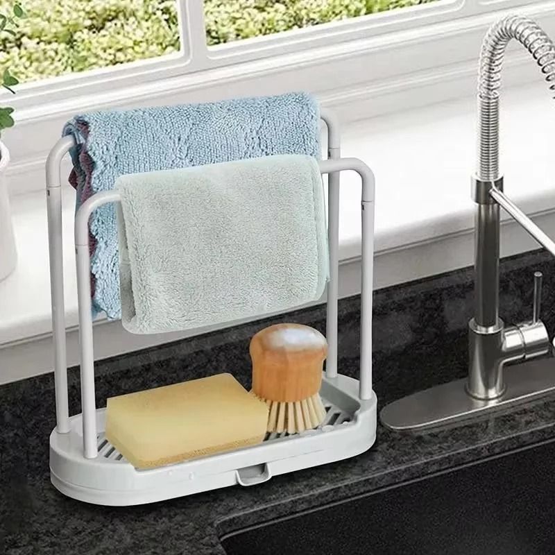 Double Layer Kitchen Cloth Drain Rack for Sink and Countertop Storage