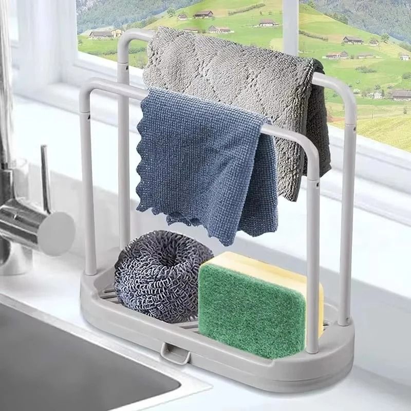 Double Layer Kitchen Cloth Drain Rack For Sink And Countertop Storage 1