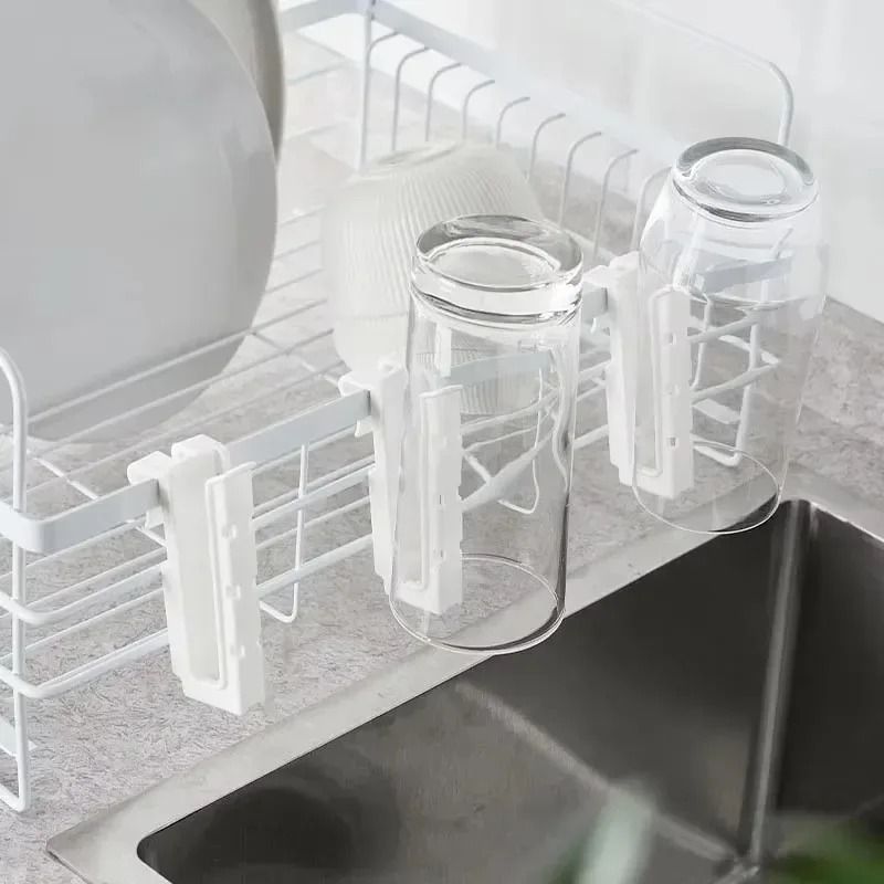 Adjustable Sink Cup Holder and Dish Rack Organizer for Kitchen and Bathroom