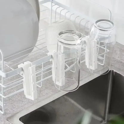 Adjustable Sink Cup Holder and Dish Rack Organizer for Kitchen and Bathroom