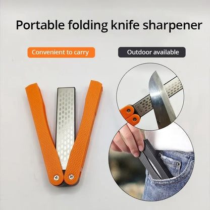 Portable DoubleSided Diamond Knife Sharpener With Folding Handle 1