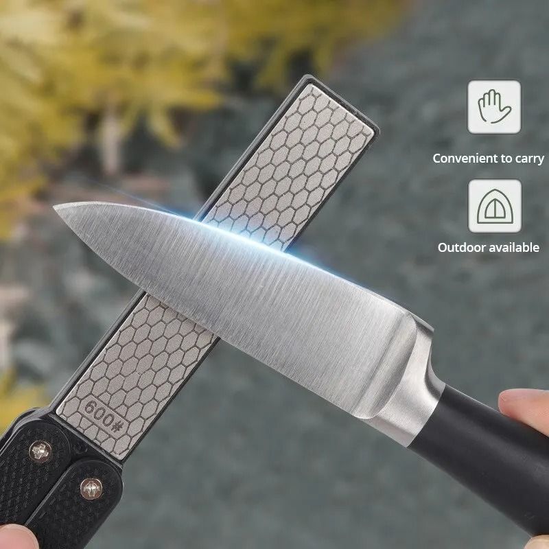 Portable DoubleSided Diamond Knife Sharpener With Folding Handle 2